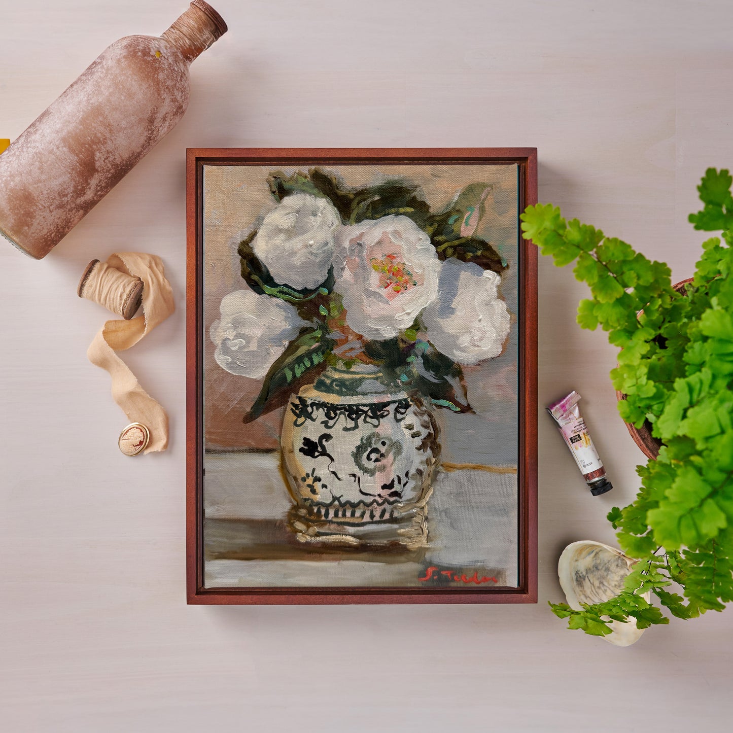 CANVAS PRINT- Reverie IV in Cream and Peach- Prairie Moon Peonies