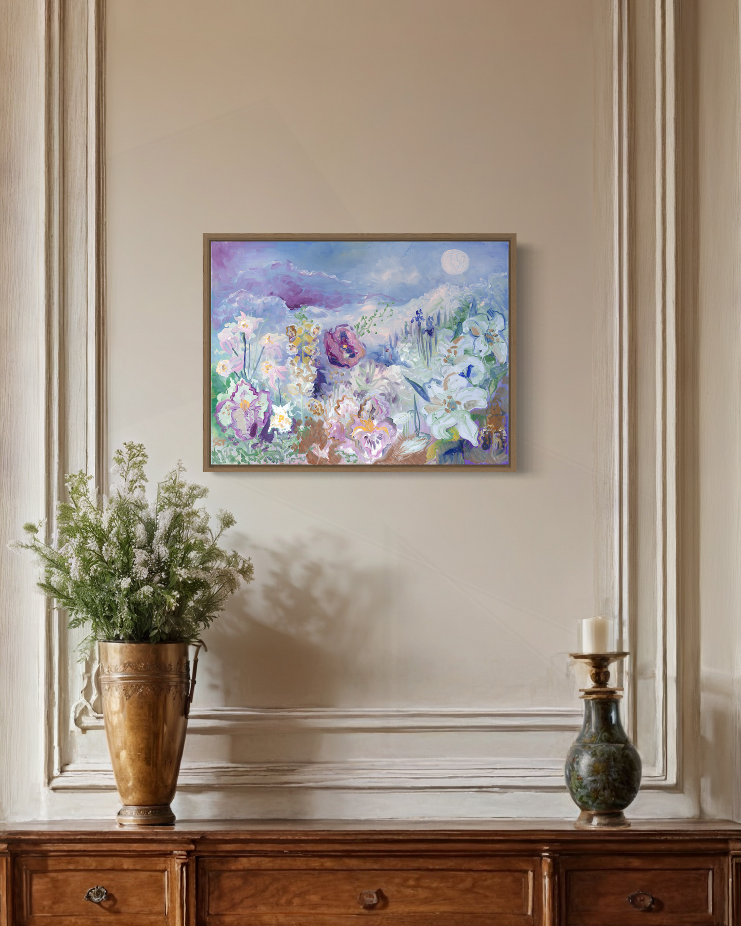 CANVAS PRINT "Moon Garden" A Vertical Fine Art Reproduction