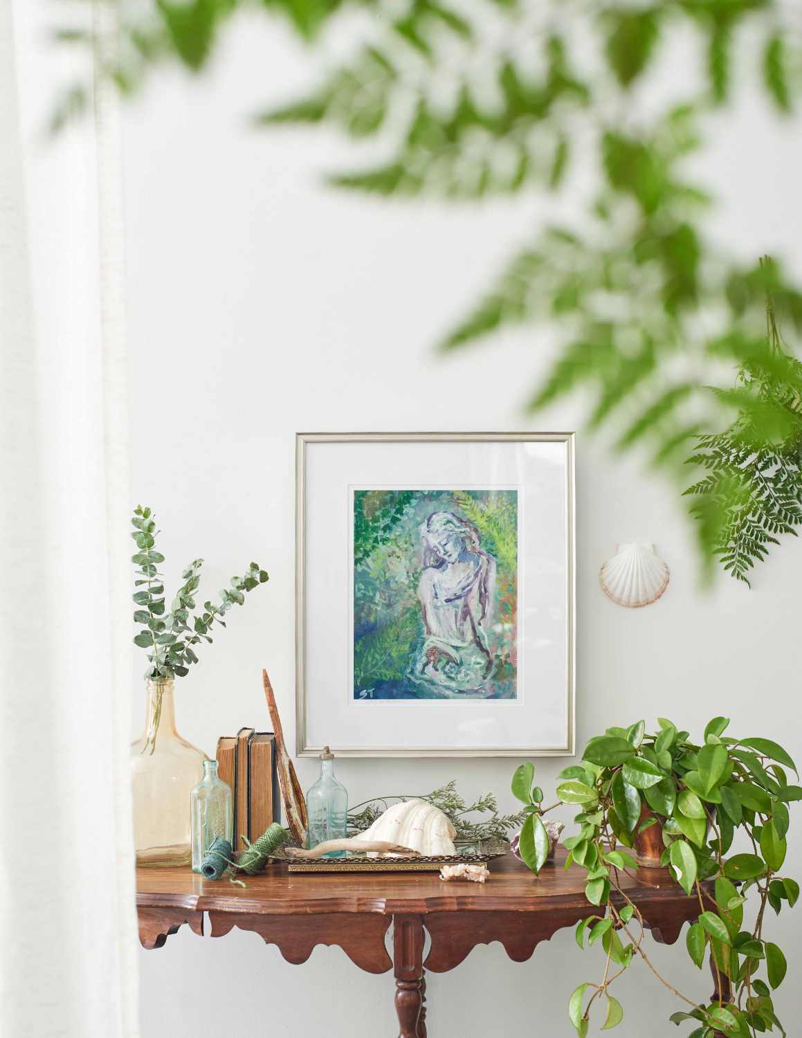 Silver FRAMED PRINT 19" x 22" Framed "Lady in the Wood" a Vertical Fine Art Giclee Reproduction