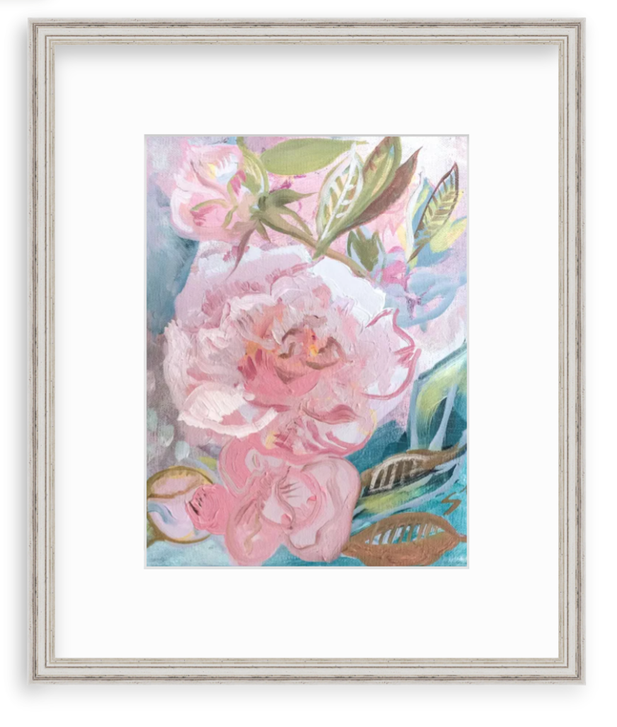 FRAMED PRINT "Spring Peonies" a Vertical Fine Art Giclee Reproduction