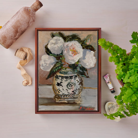 Canvas Print- Reverie IV in Cream and Peach- Prairie Moon Peonies