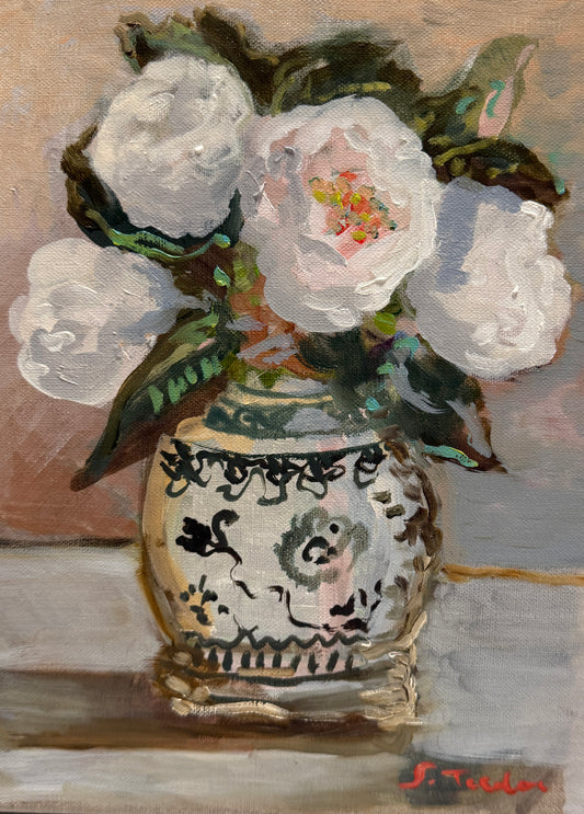 CANVAS PRINT- Reverie IV in Cream and Peach- Prairie Moon Peonies