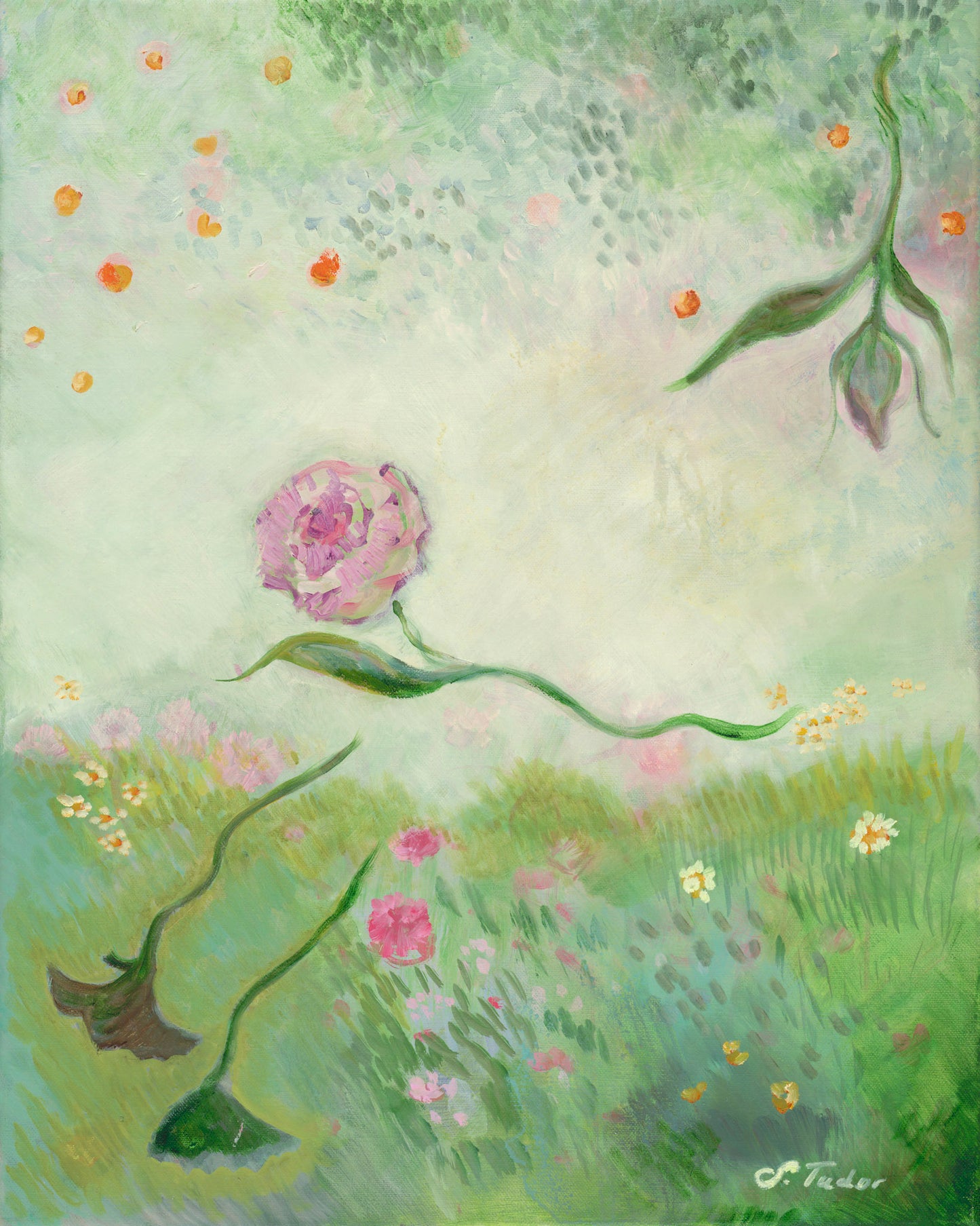 CANVAS PRINT "Floating Roses ll" A Vertical Fine Art Giclée Reproduction