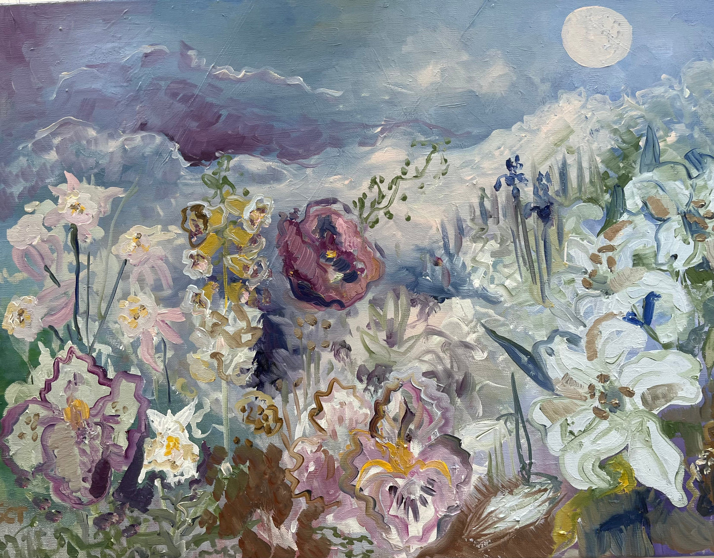 CANVAS PRINT "Moon Garden" A Vertical Fine Art Reproduction