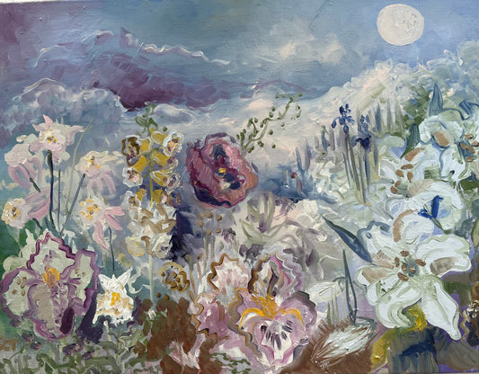 CANVAS PRINT "Moon Garden" A Vertical Fine Art Reproduction