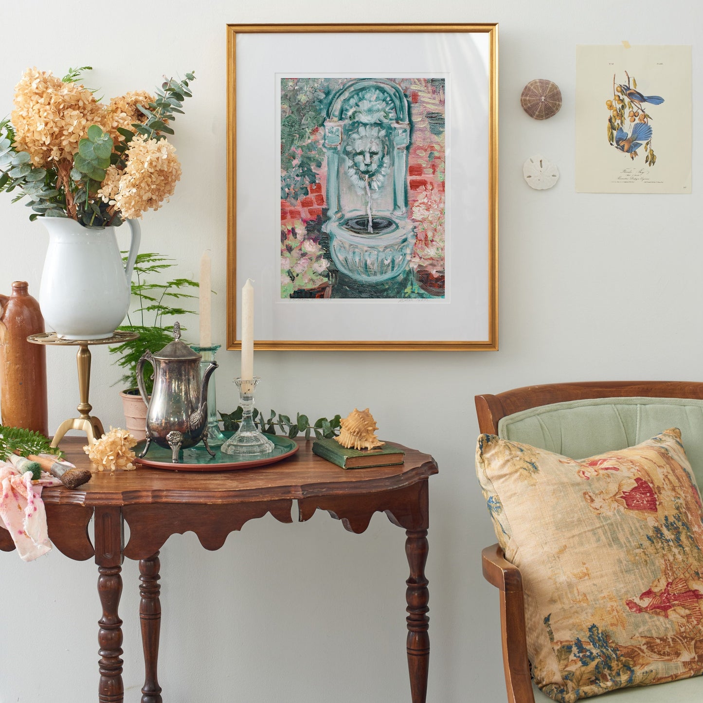 PRINT "Lion in the Ferns" A Vertical Fine Art Giclee Reproduction
