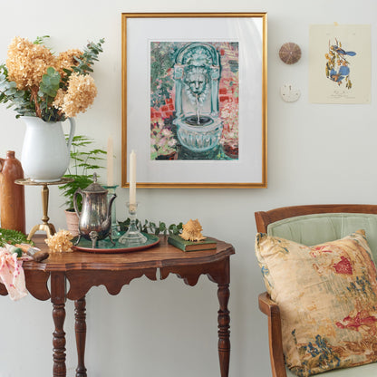 PRINT "Lion in the Ferns" A Vertical Fine Art Giclee Reproduction