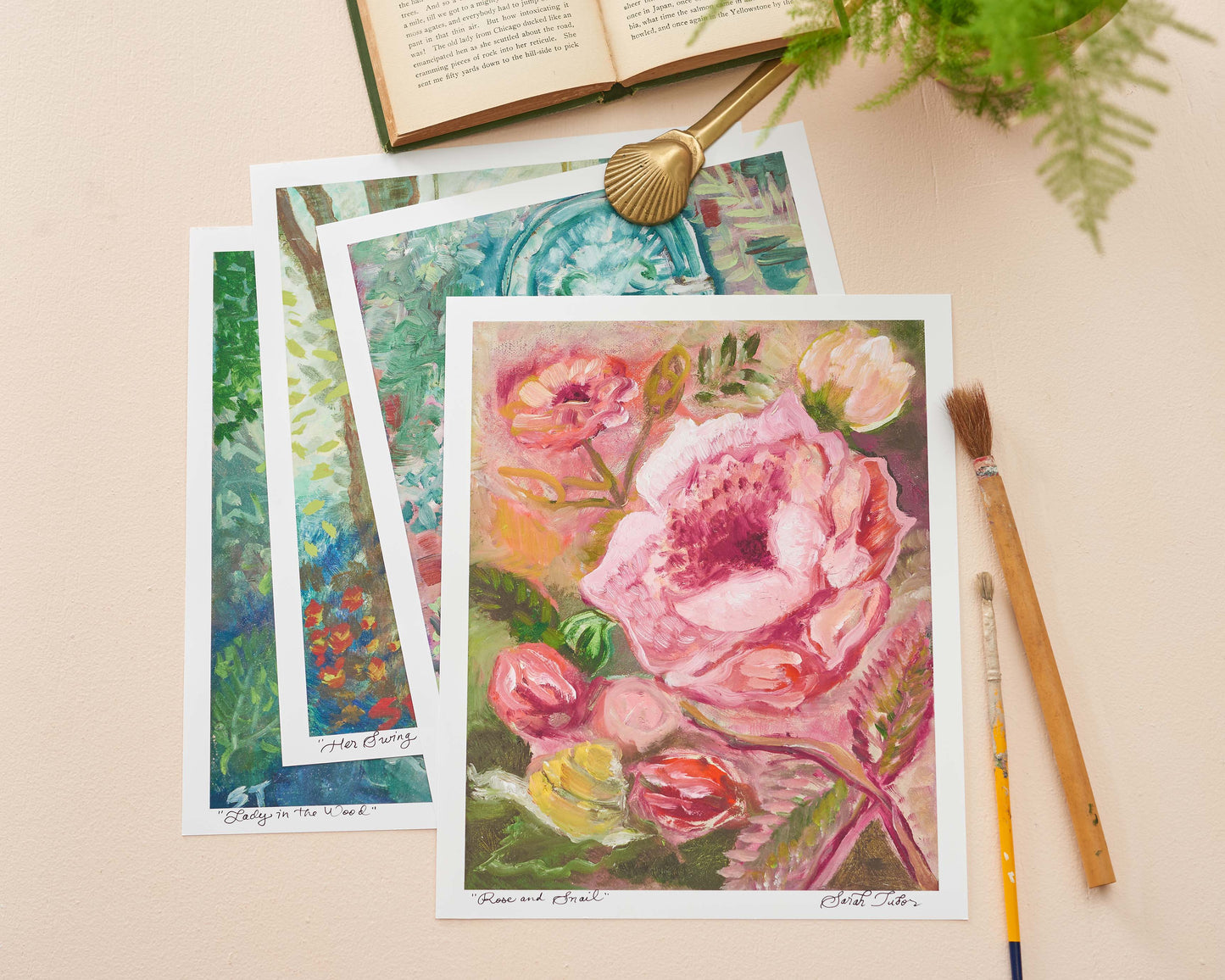 PRINT SET "The Secret Garden" Set of 4 Vertical Fine Art Giclee Reproductions