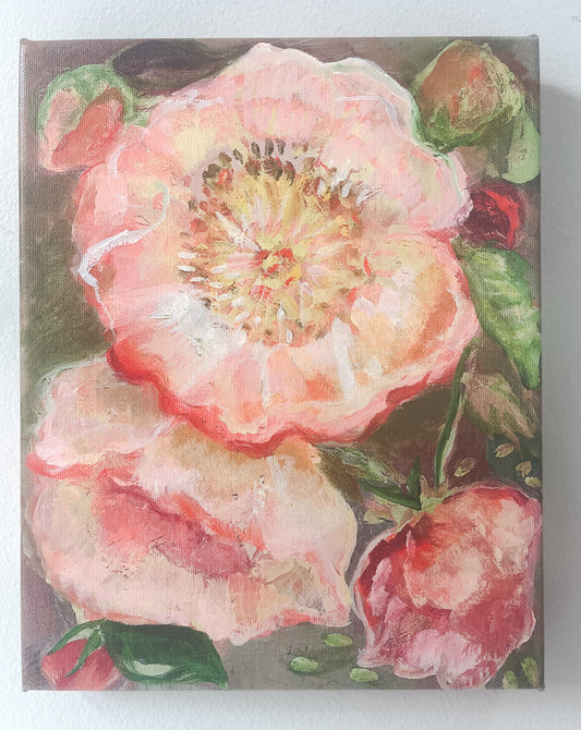 CANVAS PRINT "Soleil d'embre Peony" A Vertical Fine Art Giclee Reproduction