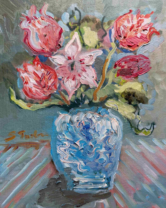 ORIGINAL- Reverie II in Red, Blue and Pink- Tulips
