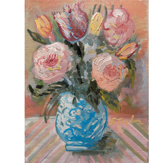 ORIGINAL-Reverie in Red I- Peonies and Tulips