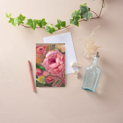 Individual Rose and Snail Folded Notecard