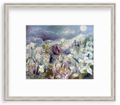 FRAMED PRINT "Spring Moon Garden" a Horizontal Fine Art Giclee Reproduction