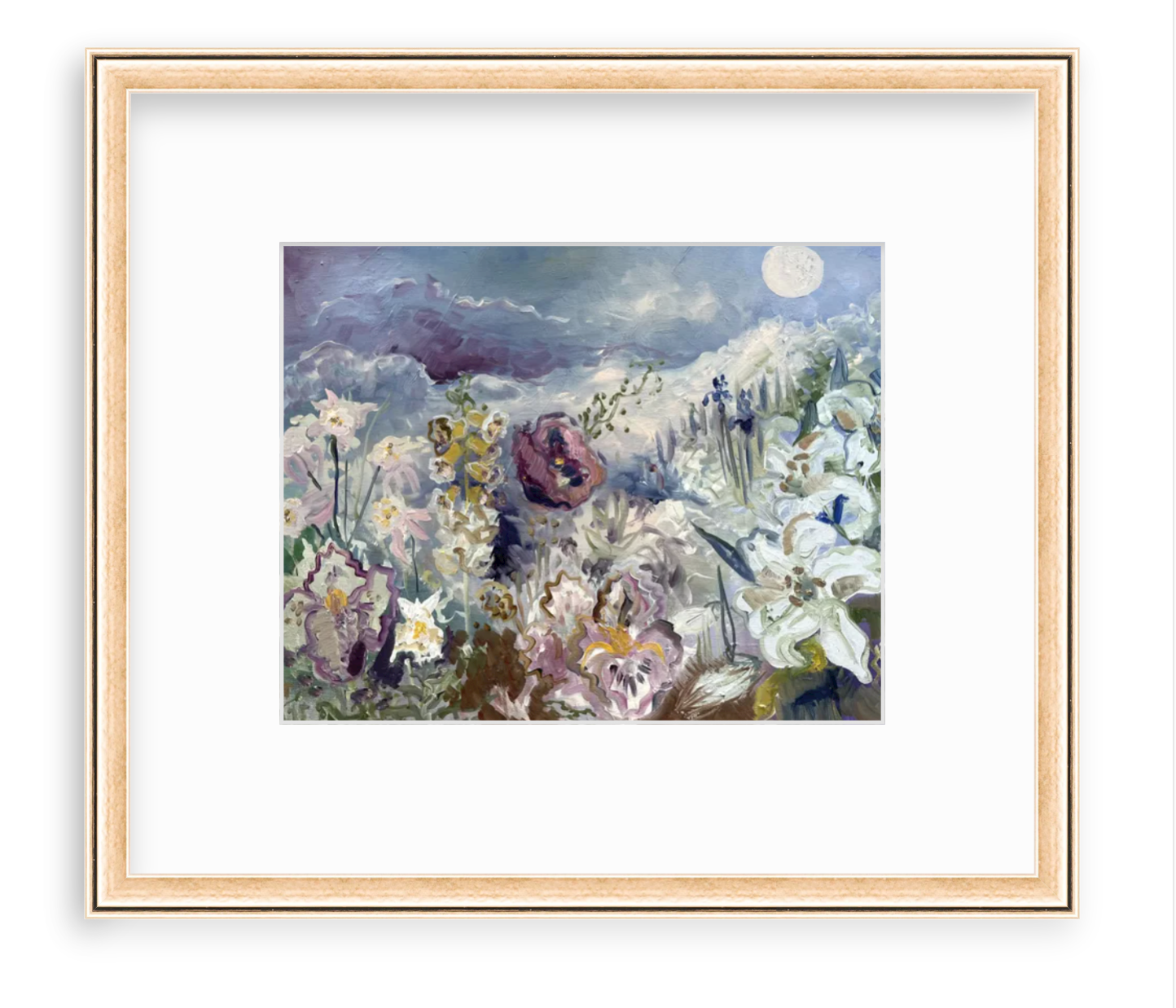 FRAMED PRINT "Spring Moon Garden" a Horizontal Fine Art Giclee Reproduction